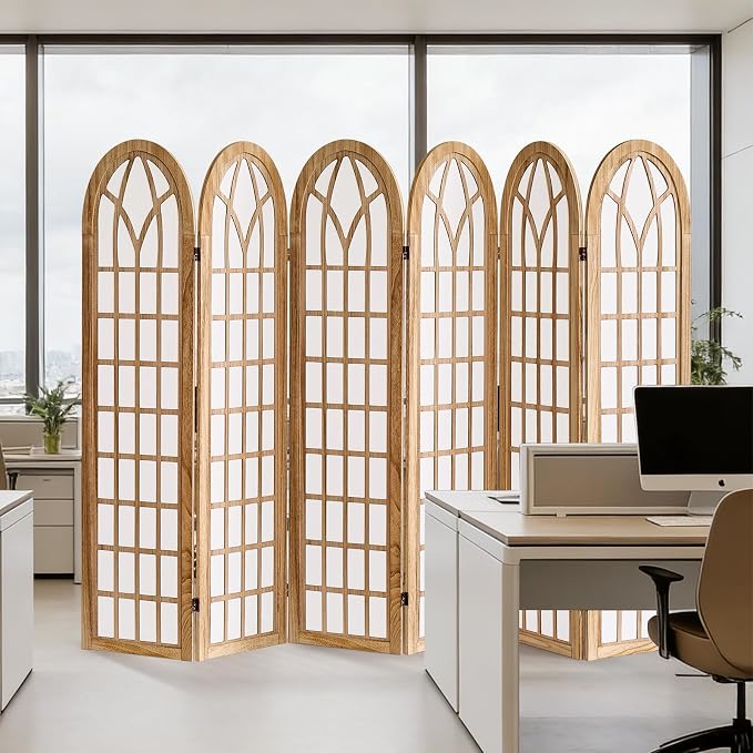 Aletheiawu 6 Panel Room Divider Wall Shoji Screen, Japanese Wood Room Divider - Image 8