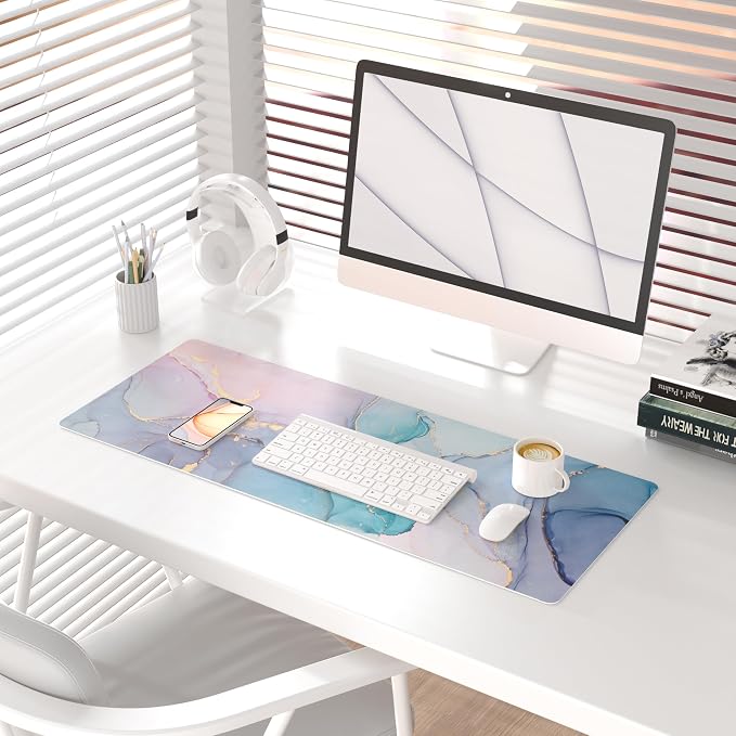 QIYI Large Mouse Pad, PU Leather Desk Mat - Image 2