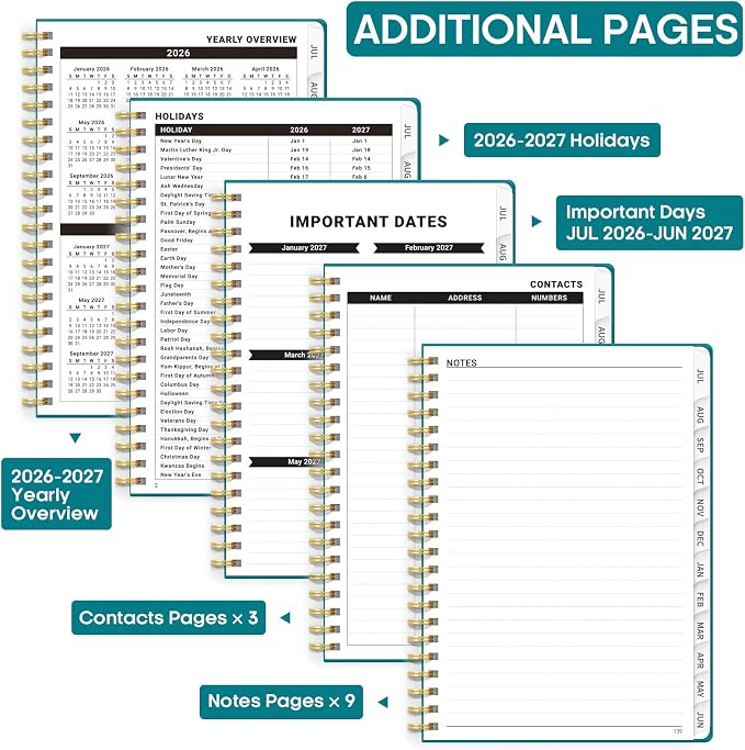 Academic Planner 2026-2027, Weekly and Monthly Calendar Planner Book, July 2026 - Image 4