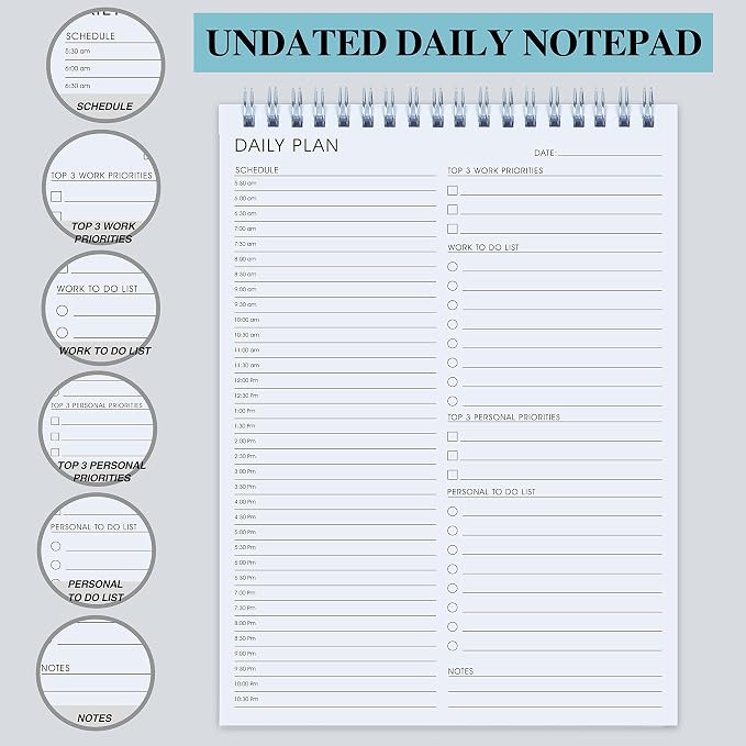 3PC Daily Shedule Planner Hourly Appointment Planner Personal Organizer - Image 8