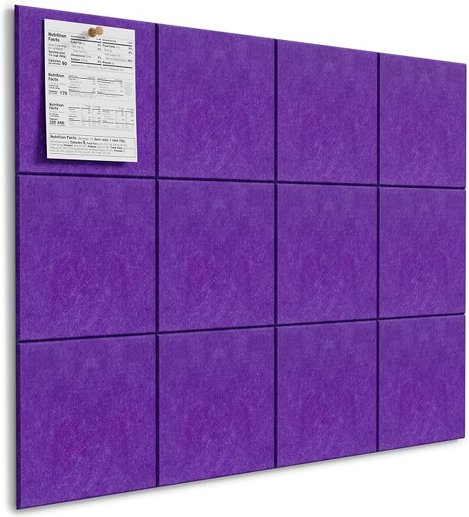 MaxGear Felt Bulletin Board 48" x 36", Violet Felt Wall Tiles Wall Decor | by MaxGear