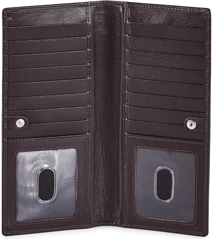 Long Wallet for Men Women Real Leather Bifold RFID Stylish Slim Handmade 2 ID by WiseOwlAccessories