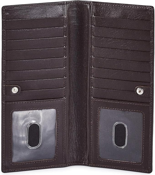 Long Wallet for Men Women Real Leather Bifold RFID Stylish Slim Handmade 2 ID by WiseOwlAccessories