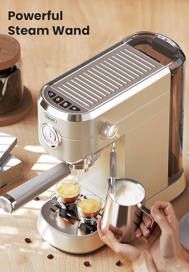 Gevi Commercial Espresso and Coffee Makers, Professional Espresso Maker Latte Machine with Milk Frother, Stainless Steel Expresso Coffee Machines for Home, Compact Cappuccino Machine, Great Gift-DeskLoop Office
