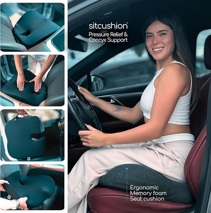 SitCushion Car Seat Cushion for Long Driving – X Large Memory Foam Seat Cushion - Image 2