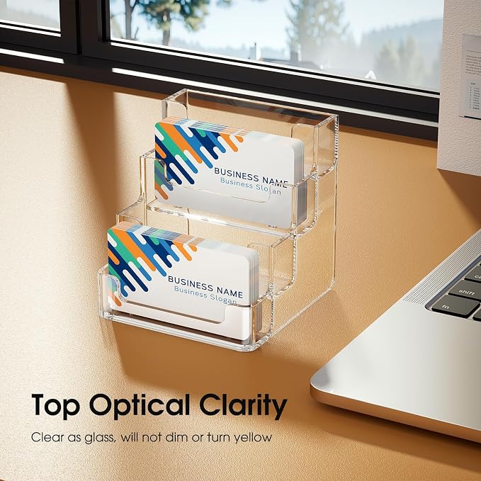 MaxGear Acrylic Business Card Holder, 320 Cards Capacity, 4 Pocket, 6 Pack | - Image 5