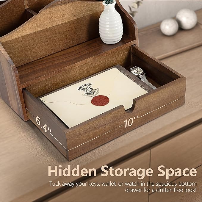 Rebee Vision Acacia Wood Mail Organizer - Image 5