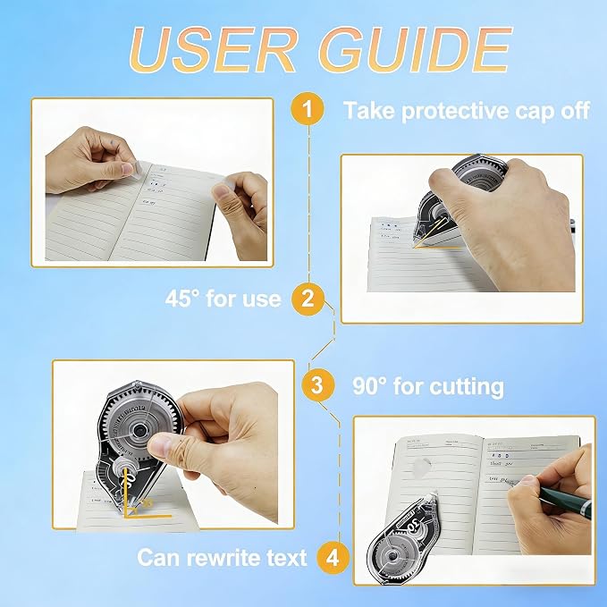 White Correction Tape, Clean and Easy to Use Tear-Resistant Tape Office or - Image 4