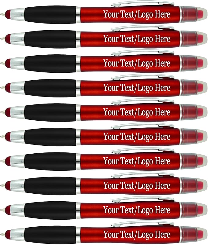 Personalized Pens with Gel Highlighter and Stylus -200 Pack Bulk-Free Imprint - by Sypen