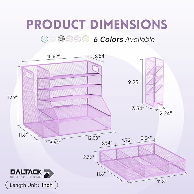 DALTACK Mesh Desk Organizer, 5-Tier Paper Letter Tray - Image 2