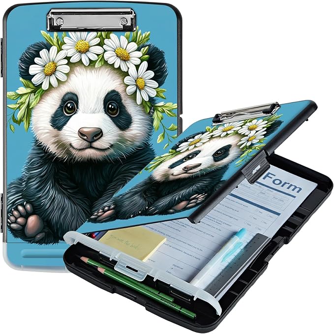 Daisy Panda A4 Clipboard with Storage Pen Holder, Clipboards Organizer Nursing by Unknown