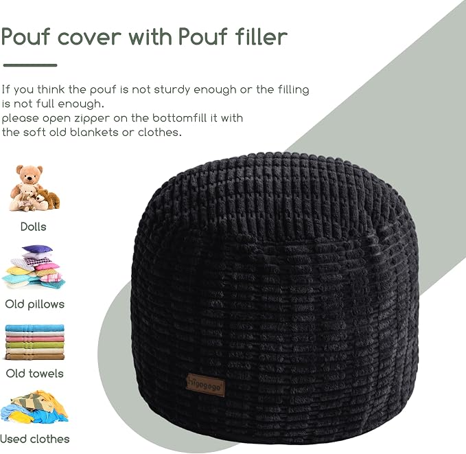 HIGOGOGO Pouf Ottoman Stuffed Round Modern Foam Filled Foot Rest Poufs - Image 5
