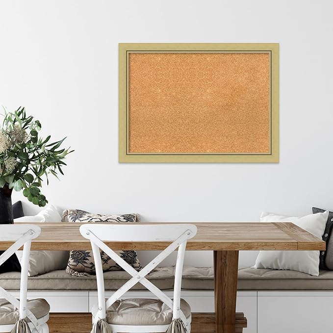 Amanti Art Natural Cork Board for Wall, 23x31 Vision Board with Gold Frame, Medium Corkboard Office Decor for Home Organization, Casual Corkboard Pinboard to display items for home organization-DeskLoop Office