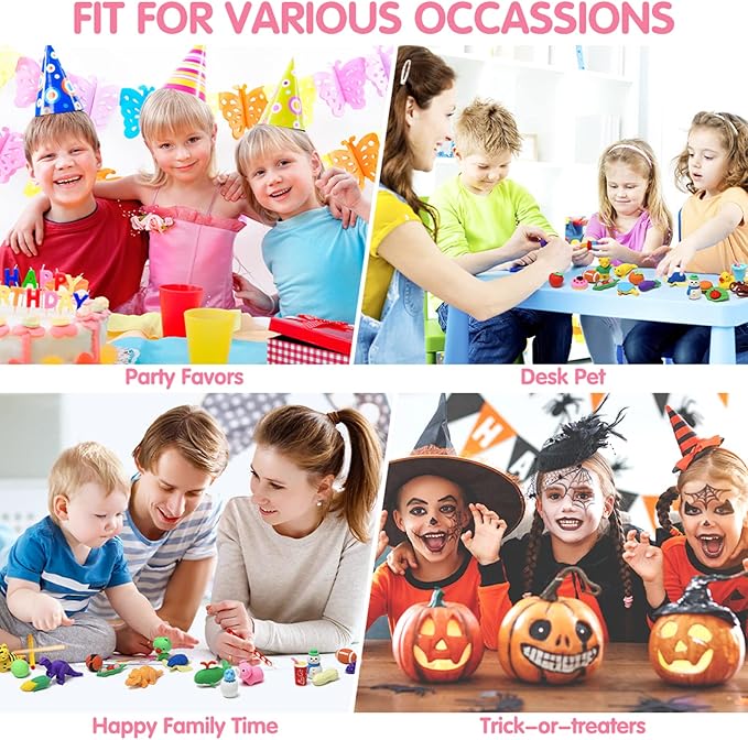 50 Pack Pencil Erasers Animal Eraser for Kids Puzzle Erasers 3D Mini Food Sport Fruit Take Apart Eraser Classroom Rewards Game Prizes Treasure Box Party Favors for Kid Gifts Easter Egg Fillers-DeskLoop Office