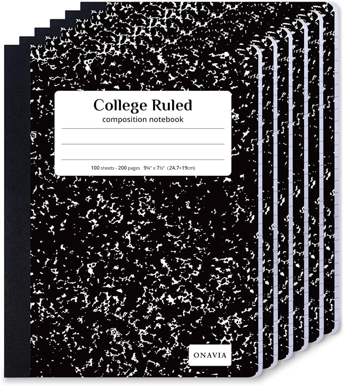 ONAVIA Composition Notebook College Ruled 6 Pack, 200 Pages, 9-3/4 x 7-1/2 by ONAVIA