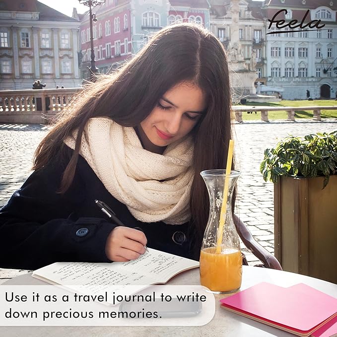 8 Pack Soft Cover Journal Bulk, Feela Notebooks College Ruled for Work, Lined Travel Journal for Women Men, Note Taking Notebook School Supplies Business Writing, 8.2” x 5.5”, A5, Berry-DeskLoop Office