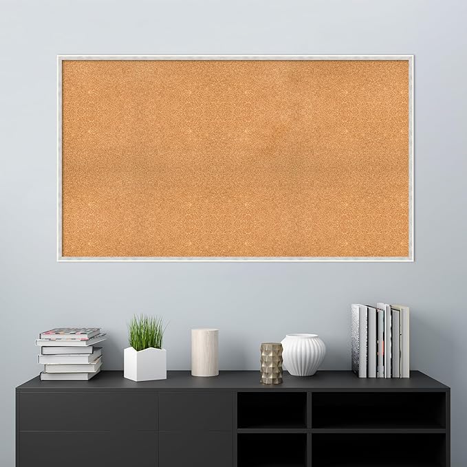 Amanti Art Natural Cork Board for Wall, 33x57 Vision Board with White Frame, Oversize Corkboard Office Decor for Home Organization, Modern Corkboard Pinboard to Display Items for Home Organization in-DeskLoop Office