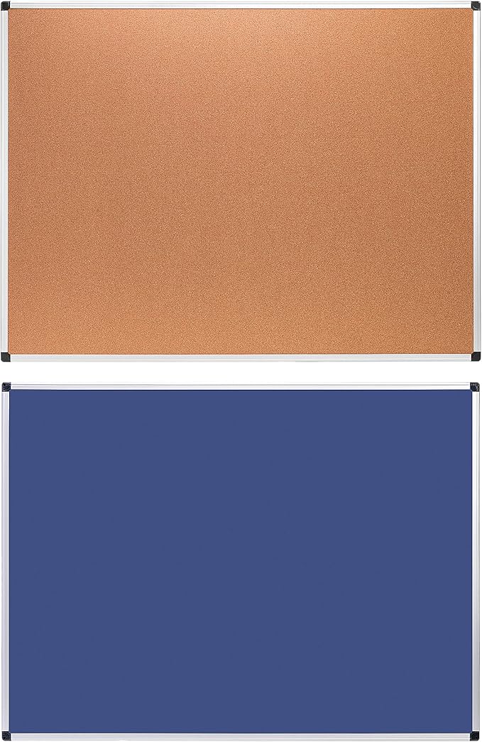 Amazon Basics Rectangular Bulletin Board, Cork Board for Wall, Vision Board for Classroom and Office, Aluminum Frame, 35" x 47", Brown-DeskLoop Office