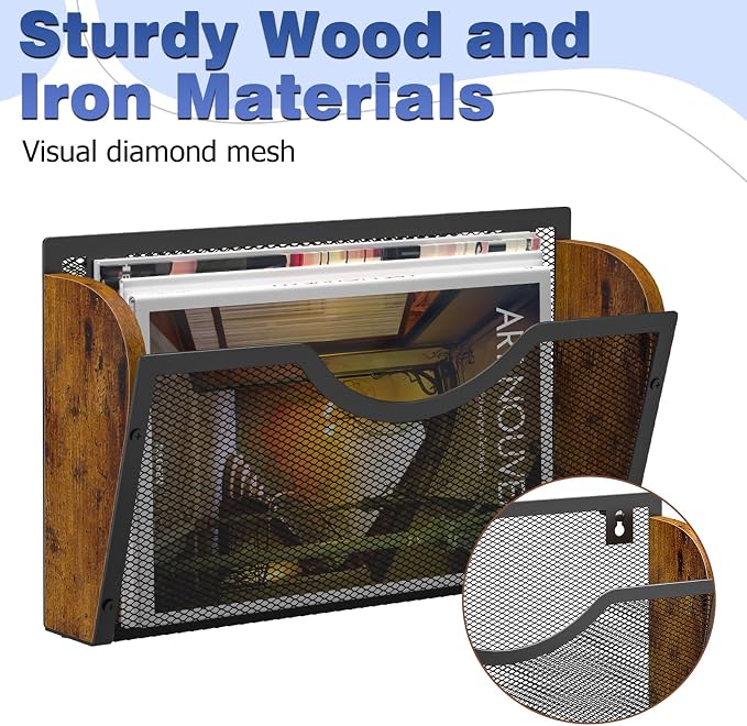 Sbanmao 3 Pack Wall File Organizer, Metal Mesh Hanging File Folder Holder - Image 3