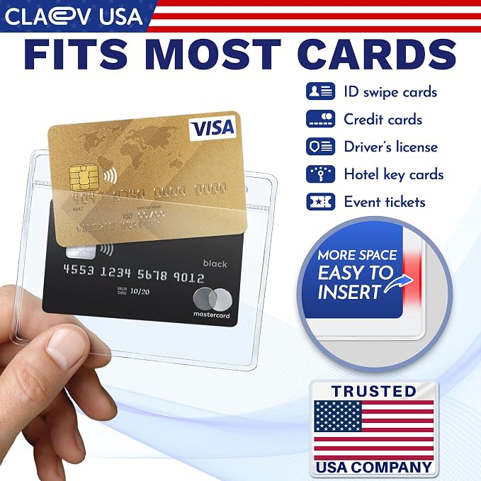 Claev - Horizontal Flexible and Tear Resistant Card Protector - Clear, 4x3 Inch - Image 2