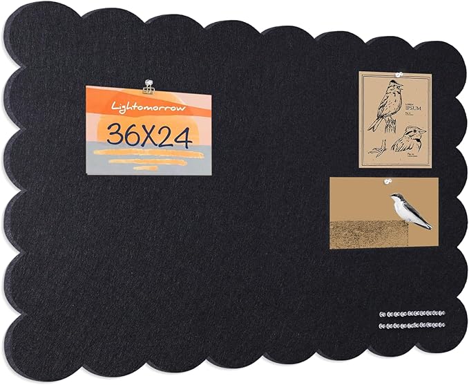 Lightomorrow Scalloped Bulletin Board, 36 x 24 Inches Felt Pin Board by Lightomorrow
