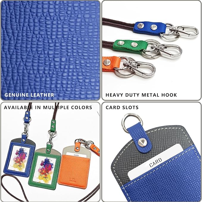 Badge Holder: Boshiho Cowhide Leather ID Badge Card Holder - Image 5
