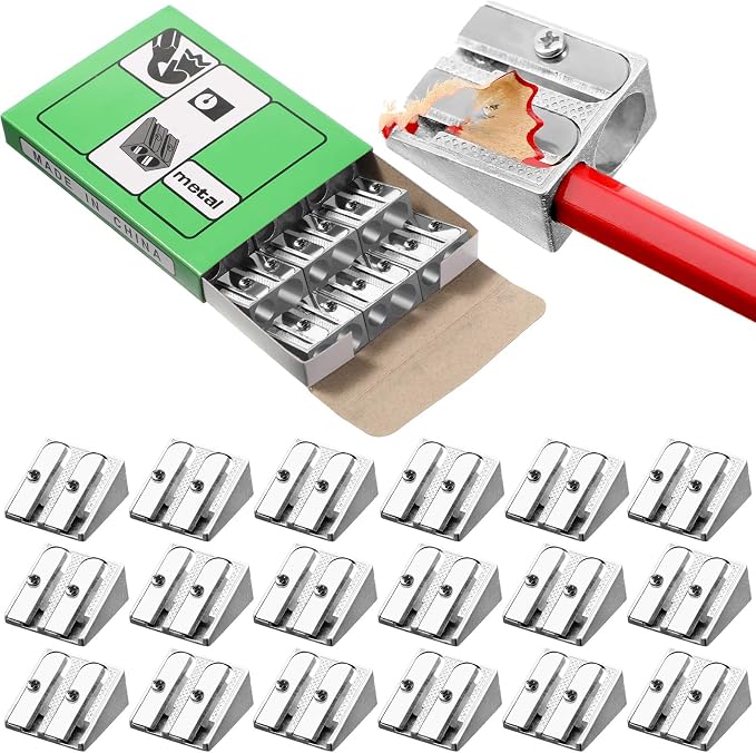 84 Pack Metal Pencil Sharpeners Bulk 2 Hole Dual Size Standard & Jumbo Aluminum by Outus