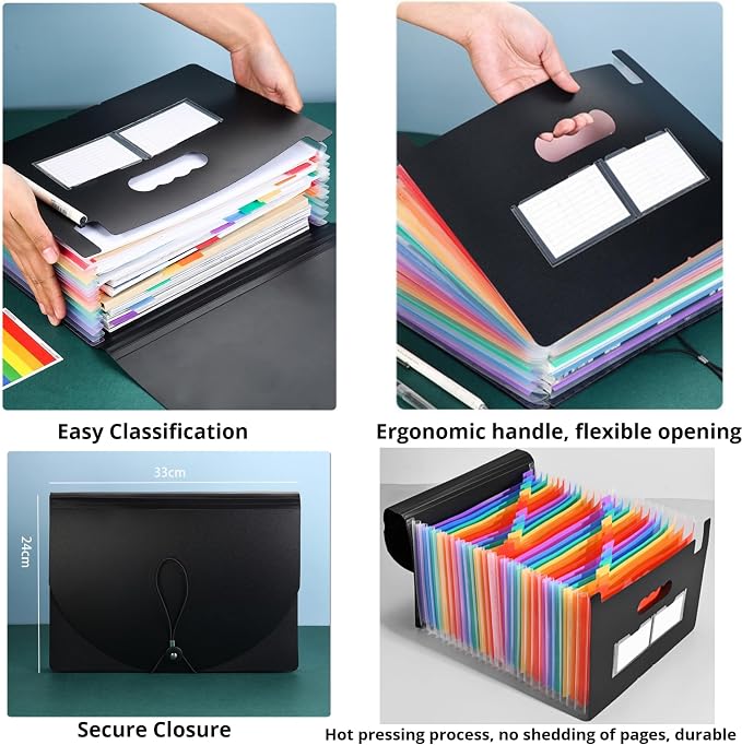 13 Pockets Accordion File Organizer 2 Packs Desktop Expanding File Folders - Image 3