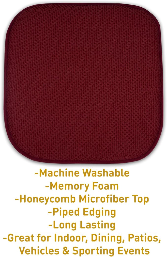 2 Pack Memory Foam Honeycomb Nonslip Back 16" x 16" Chair/Seat Cushion Pad - Image 3