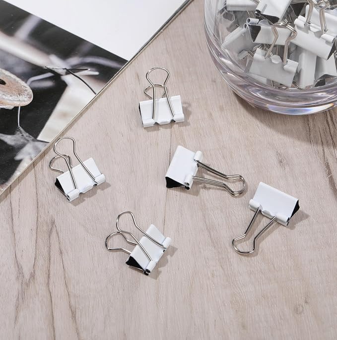 Jetec 300 Pcs 0.75in/19mm White Metal Material Binder Clips Bulk Medium - Image 4