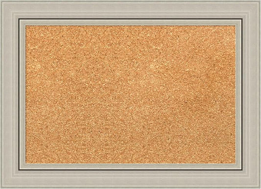Amanti Art Natural Cork Board for Wall, 16x22 Vision Board with Silver Wood Frame, Small Corkboard Office Decor for Home Organization, Casual Corkboard Pinboard to Display Items for Home Organization-DeskLoop Office