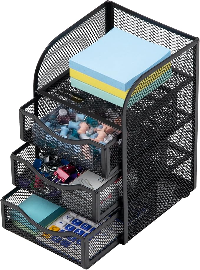 Mind Reader Desktop Accessory Storage, Paper Binder Clip Basket, Metal Mesh - Image 4