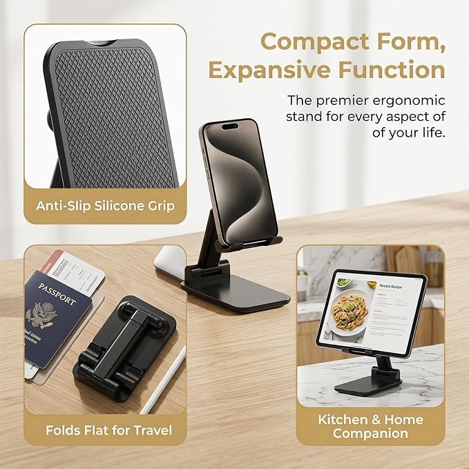 Phone Stand for Desk Cell Phone Holder Stands for iPhones, Fully Foldable - Image 3