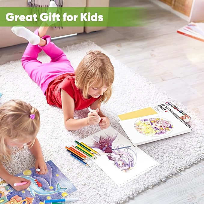 College Graduation Gifts, Halloween Christmas Gifts, Nursing Student Essentials, Teacher Appreciation Gifts, Soucolor 9" x 12" Yellow Sketch Book, 1-Pack 100 Sheets Spiral Bound Drawing Paper-DeskLoop Office