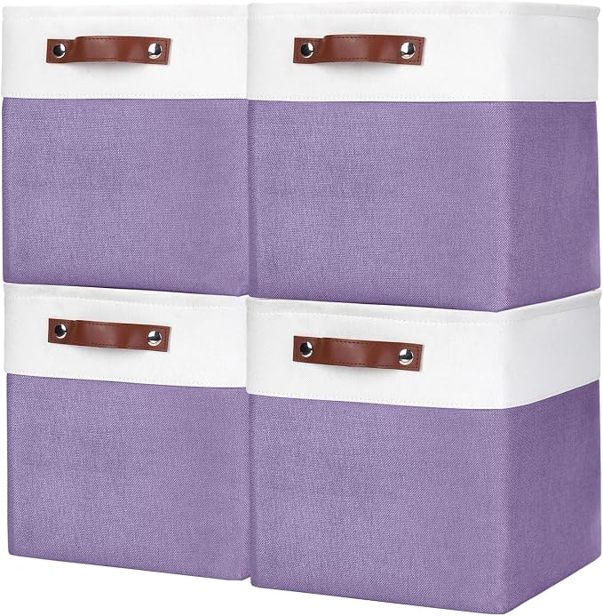 Bagnizer Collapsible Fabric Storage Cubes 11x11 Cube Storage Bins, 4 Pack by Bagnizer