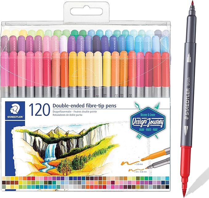 Staedtler Double-Ended Fiber-Tip Pens, Non-Permanent Ink, Fine & Bold Writing by Staedtler