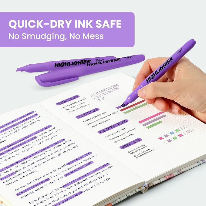 Taja 30 Pack Highlighters Purple, Chisel Tip Markers - Image 4