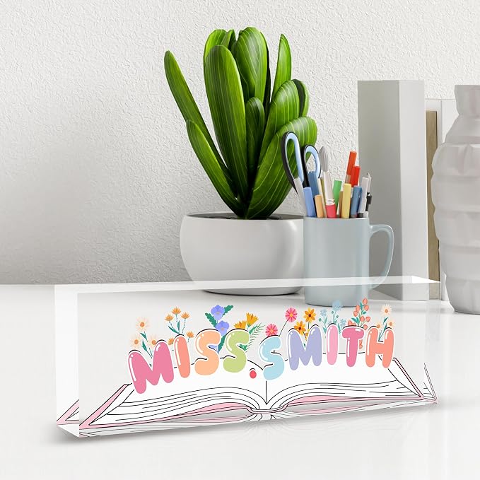 Teacher Name Plate for Desk, Desk Name Plate Personalized Acrylic Office Desk - Image 6