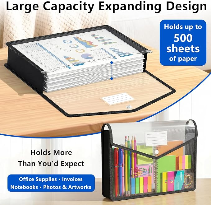 Binditek 5 Pack Plastic Expanding Folders, Expandable Document Folder - Image 3
