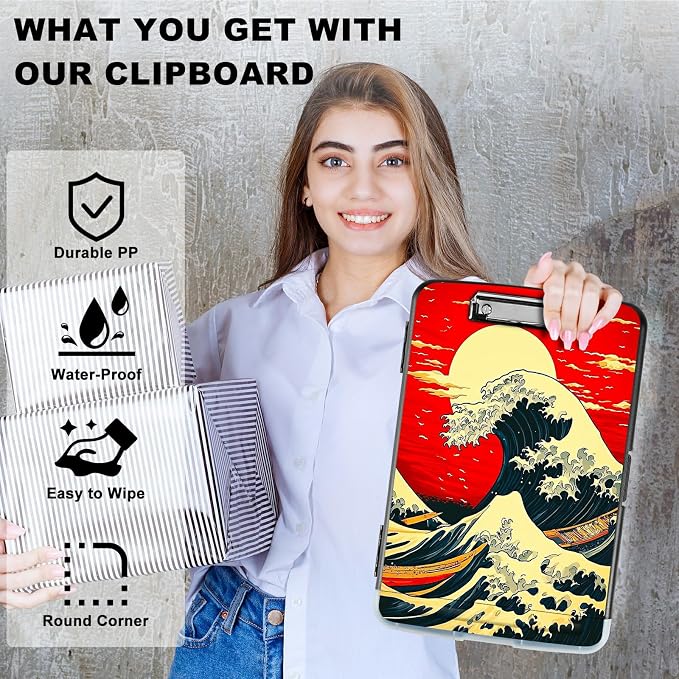 Red Sky Waves A4 Clipboard - Image 2
