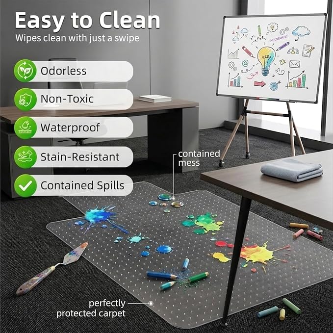 Office Chair Mat Carpet Protector: 36" x 48" Plastic Heavy Duty Computer Desk - Image 5