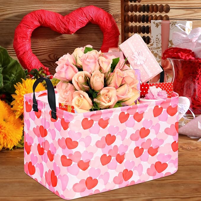 FUULOXE Rectangular Valentines Basket Storage Bin - Image 5