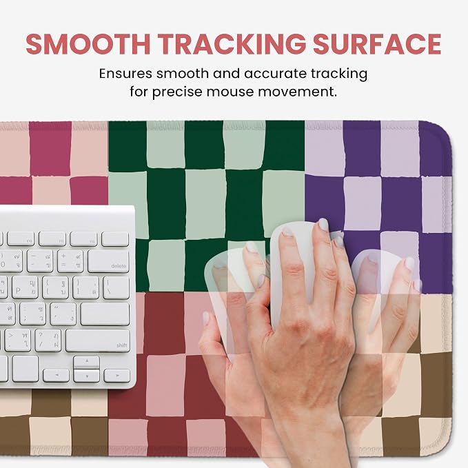 Aesthetic Desk Mat, Cute Checkered Pattern Desk Pad Protector - Image 4