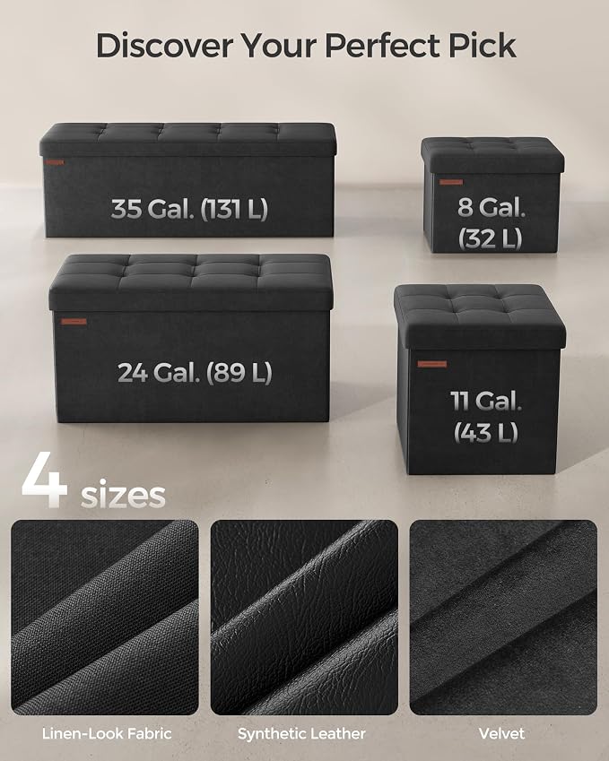 SONGMICS Storage Ottoman, Foldable Small Ottoman Foot Rest, 12.2 x 16.1 Inches - Image 6