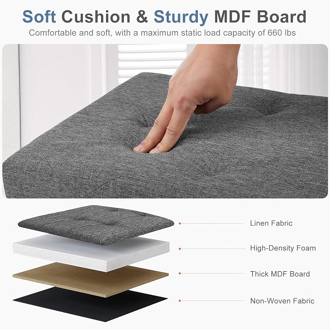 DUMOS 30 Inch Folding Storage Ottoman Bench, Large Hidden Storage Chest - Image 5