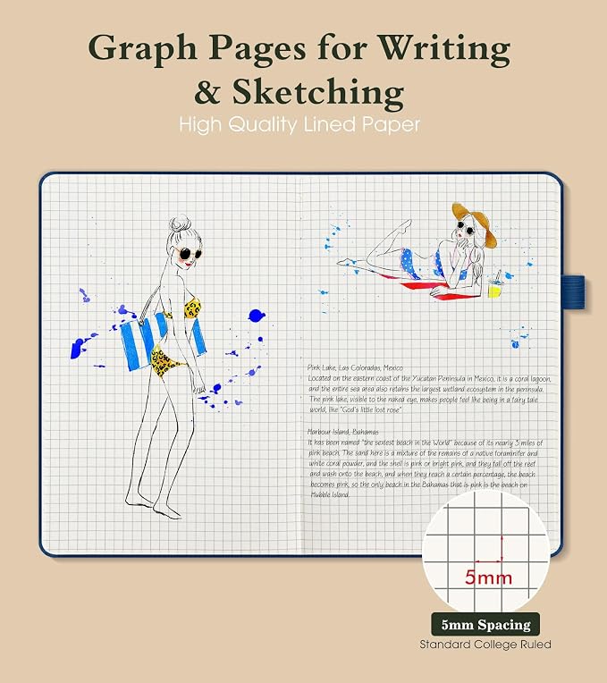 PAIBAS Graph Notebook for Women Men, 160 Pages Grid Paper, Graphing Notebooks - Image 3