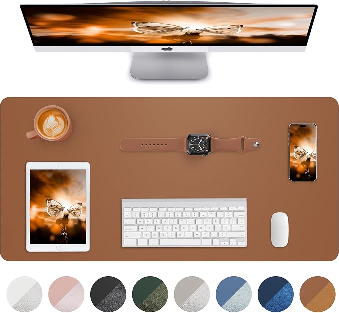 Leather Desk Pad Blotter, Mouse Pad, Office Desk Mat, Non-Slip PU Leather Desk by AFIING