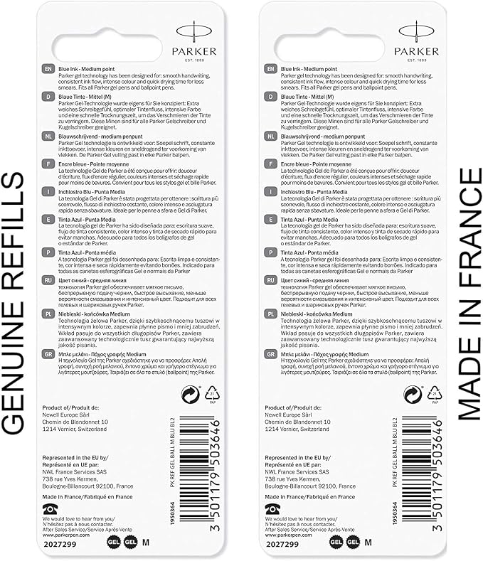 Parker Quink Refill Ink for Ballpoint Ball Pens, Medium Point, 4-Total refills - Image 2