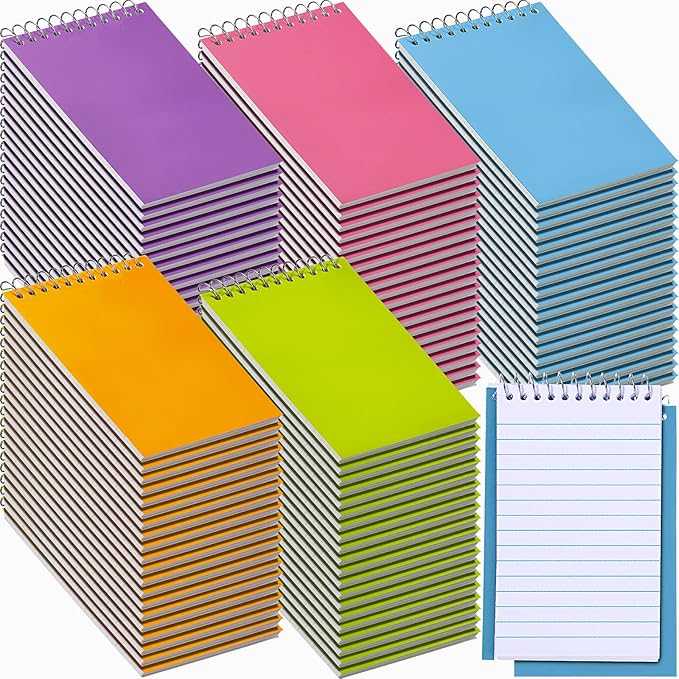 100 Pieces Spiral Memo Pads Bulk 3 x 5 Inch Small Note Pads Top Bound Lined College Ruled Paper Mini Notepad Pocket Spiral Notebooks for School Office Home Supplies, 75 Sheets (Fresh Colors)-DeskLoop Office