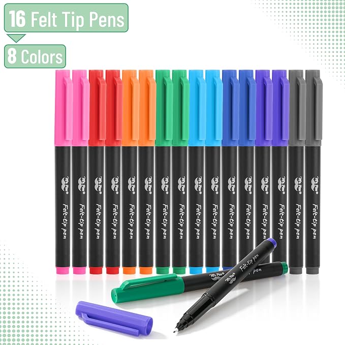 Mr. Pen- Felt Tip Pens, 16 Pack, Fast Dry | Fine Felt Tip Pens - Image 2